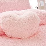 MOOWOO Fluffy Heart Throw Pillow with Pillow Cover and Insert, Shaggy Faux Fur, Decorative Design for Indoor and - Image 1
