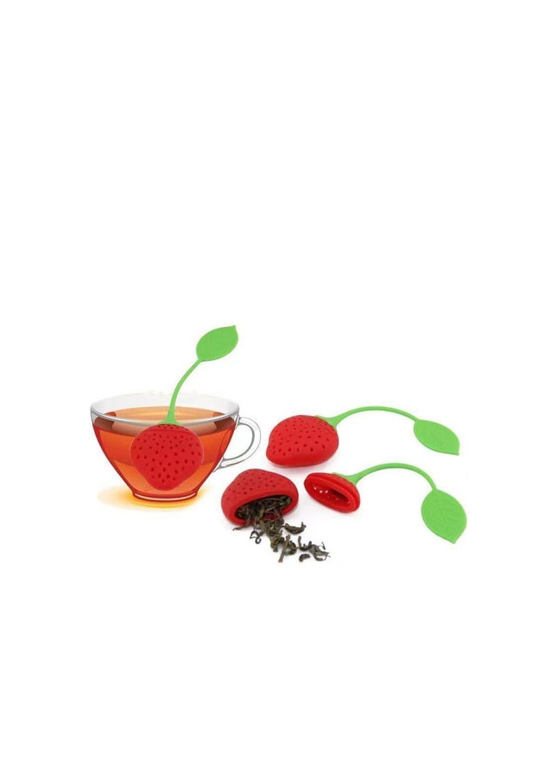 Generic - Cute Tea Infuser, Tea Strainer Filter Herb Spice Silicone Strawberry Loose Leaf Herb Spice Infuser 3pcs - Image 1