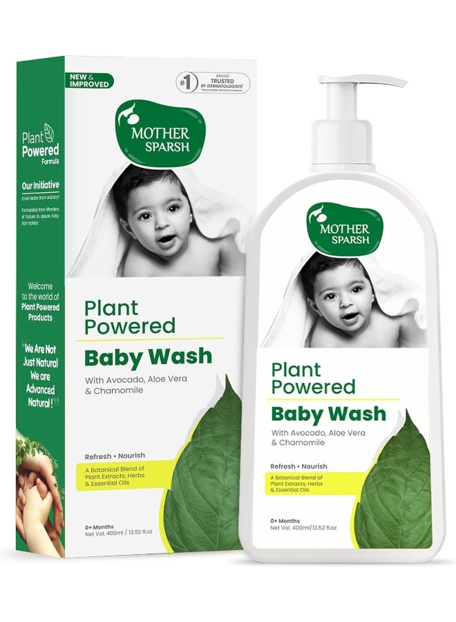 موذر سبارش غسول الأطفال الذي يعمل بالطاقة النباتية من ماذر سبارش | غسول الجسم الطبيعي المتطور للأطفال بزيت الأفوكادو والصبار والبابونج - 400 مل - Image 1