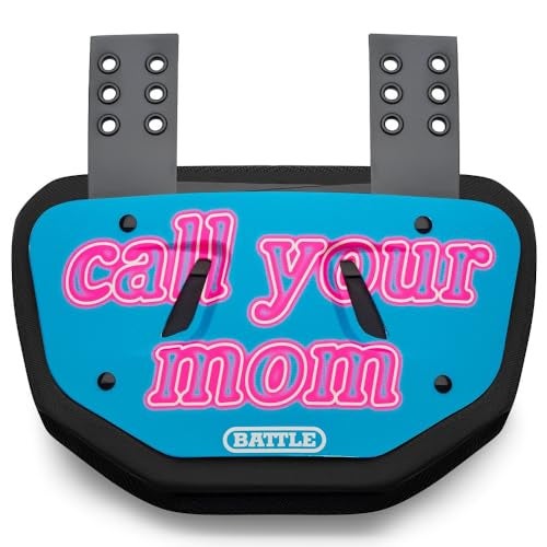 Battle Sports Novelty Football Back Plate Hard Shell Lower Back Protector with Contoured Foam for HighImpact Protection Youth Call Your Mom Blue Chrome - Image 1