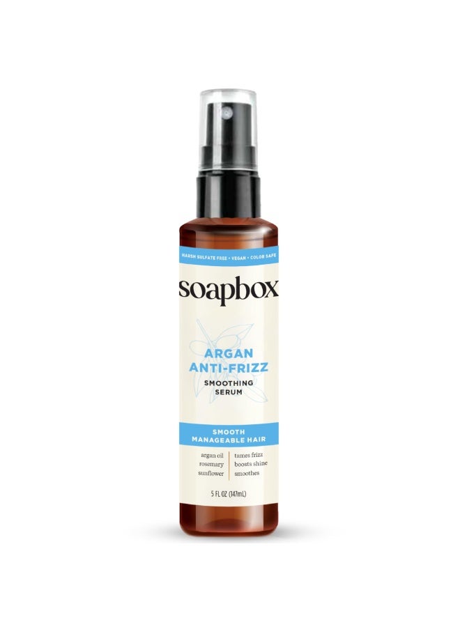 Soapbox Argan Anti-Frizz Smoothing Serum 147ml | Nourishing Hair Serum with Argan Oil | Vegan, Sulfate-Free & Color Safe - Image 1