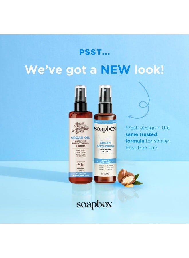 Soapbox Argan Anti-Frizz Smoothing Serum 147ml | Nourishing Hair Serum with Argan Oil | Vegan, Sulfate-Free & Color Safe - Image 2