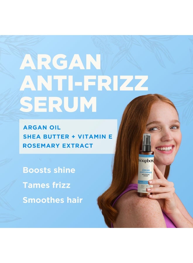 Soapbox Argan Anti-Frizz Smoothing Serum 147ml | Nourishing Hair Serum with Argan Oil | Vegan, Sulfate-Free & Color Safe - Image 4