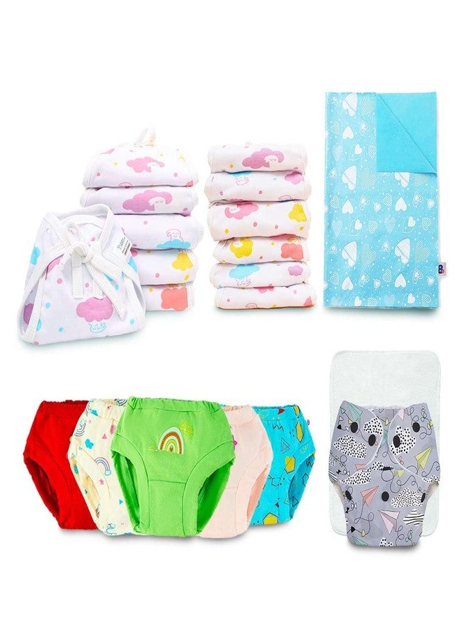 superbottoms Basic Reusable Cloth Diaper, Airplane, For 0-3 Years, 5 Super Soft Briefs For 6-9 Months, 12 Soft & Breathable Basic Langot For 0-9 Months, 1 Waterproof Diaper Changing Mat, Infant - Image 1