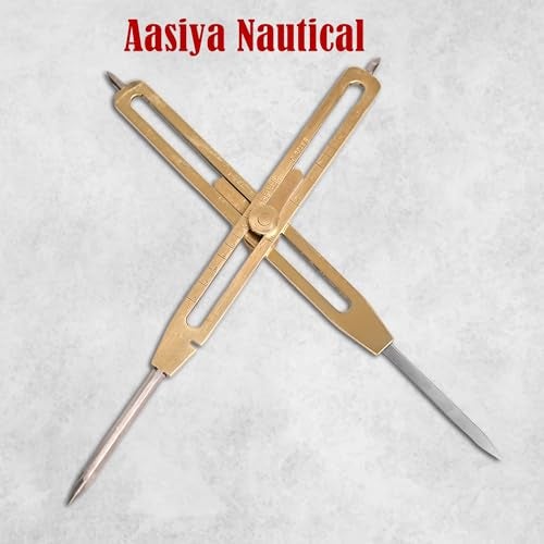 Aasiya Nautical أداة تقسيم النسب الفنية الاحترافية 9 بوصة من النحاس الصلب مع نقطة فولاذية ثقيلة مع صندوق خشبي - Image 3