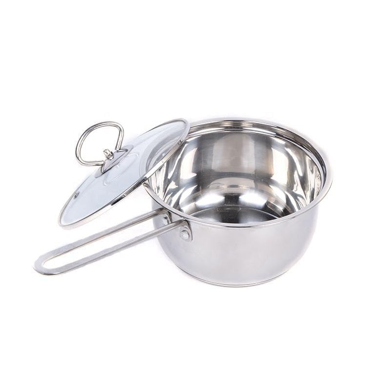 DOYKLI Stainless Steel Cooking Pot with Glass Lid l Milk Pan with Steel Handle l Tea Coffee Pan l Saucepan Induction Base l Boiling Pot_3 Pots of Different Sizes (1 L, 1.5 L, 2 L Capacity) - Image 3