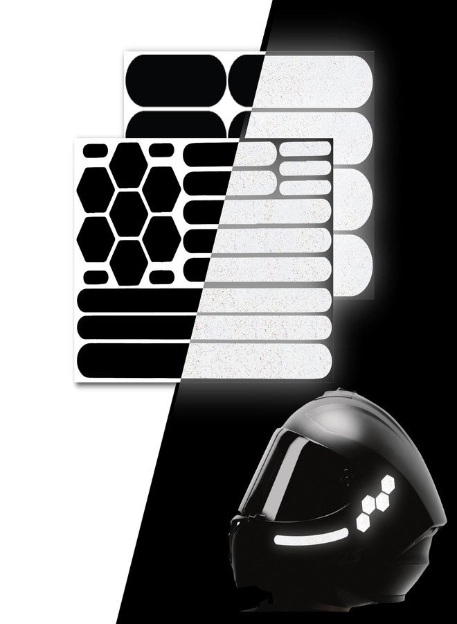 اليس ملصقات عاكسة سوداء من ELOS - شريط للخوذة، شريط للدراجات النارية، ملصقات عالية الوضوح للخوذات - لون أسود غير ظاهر حتى يسقط عليه الضوء (نمط مزدوج) - Image 1