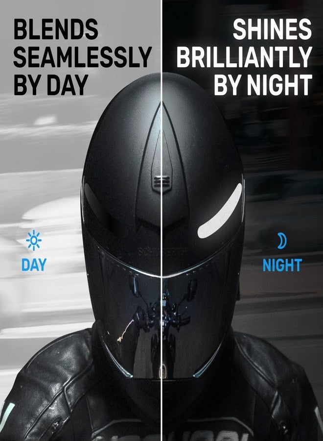 اليس ملصقات عاكسة سوداء من ELOS - شريط للخوذة، شريط للدراجات النارية، ملصقات عالية الوضوح للخوذات - لون أسود غير ظاهر حتى يسقط عليه الضوء (نمط مزدوج) - Image 2