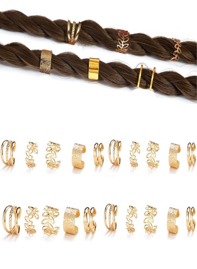 RUSTAMM 20 PCS Gold Hair Jewelry for Braids with Crystal Rhinestone Dreadlock Braid Clips Non-Piercing Ear Cuffs Clip Jewelry for Women Men Hair Accessories Braids - Image 2