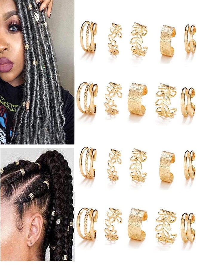 RUSTAMM 20 PCS Gold Hair Jewelry for Braids with Crystal Rhinestone Dreadlock Braid Clips Non-Piercing Ear Cuffs Clip Jewelry for Women Men Hair Accessories Braids - Image 3