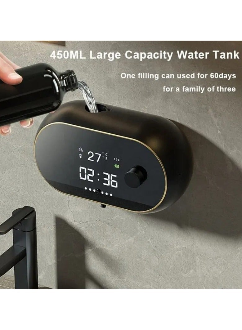 AROAQ Soap Dispenser, 450ml Wall Mount Foam Soap Dispenser, Rechargeable Touchless Automatic Hand Sanitizer With Temperature Display, Creative Liquid Foam Soap Dispenser For Bathroom, (White)  - Image 3