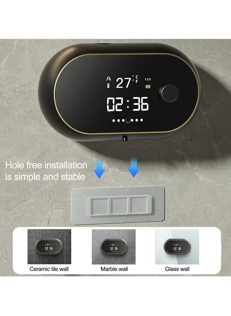 AROAQ Soap Dispenser, 450ml Wall Mount Foam Soap Dispenser, Rechargeable Touchless Automatic Hand Sanitizer With Temperature Display, Creative Liquid Foam Soap Dispenser For Bathroom, (White)  - Image 4