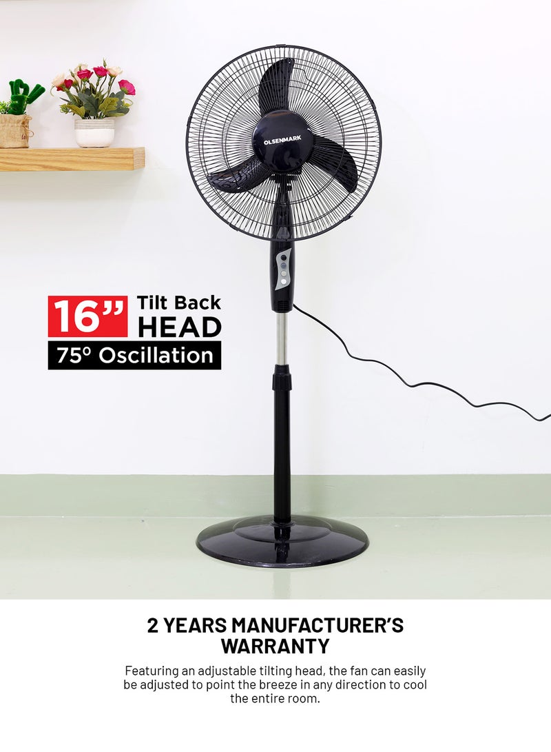 أولسنمارك مروحة منتصبة على عمود بثلاث سرعات 45 W OMF1738NH أسود - Image 5