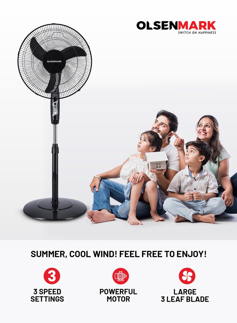 أولسنمارك مروحة منتصبة على عمود بثلاث سرعات 45 W OMF1738NH أسود - Image 4