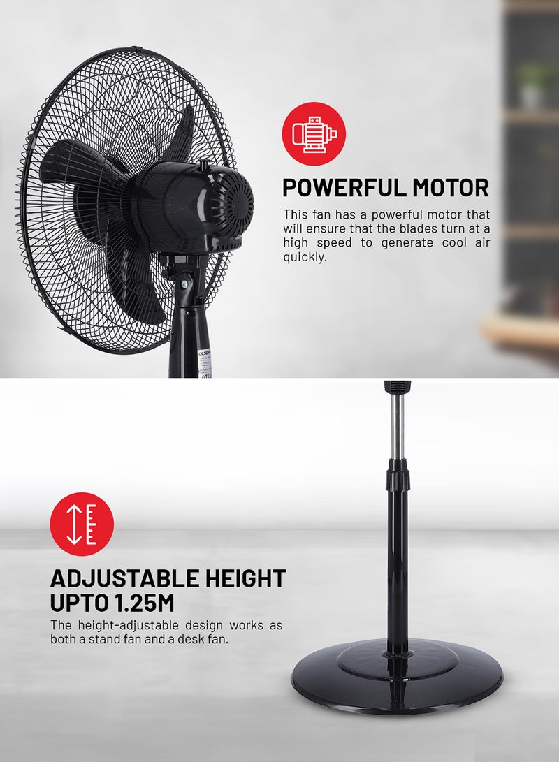أولسنمارك مروحة منتصبة على عمود بثلاث سرعات 45 W OMF1738NH أسود - Image 3