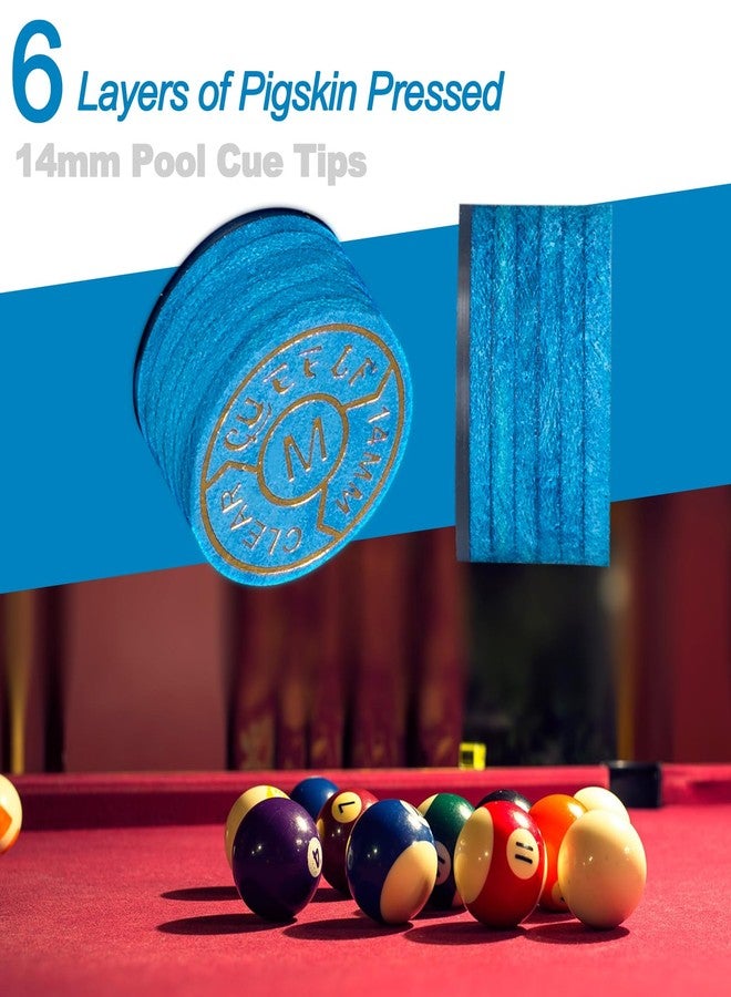 CUEELF 6 Layers Pool Cue Tips 14mm Medium Billiard Tip with Spacer, Professional Leather Replacement Tips for Pool Cue Stick, Easy Installation, 2PCS - Image 3