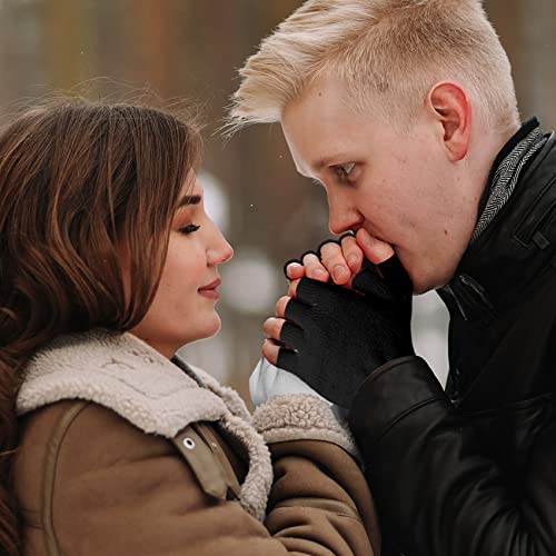 NZKNP Black Fingerless Gloves for Women Men Fingerless Gloves for Women Men Winter Warm Knitted Cold Weather Glove with Finger Holes - Image 5