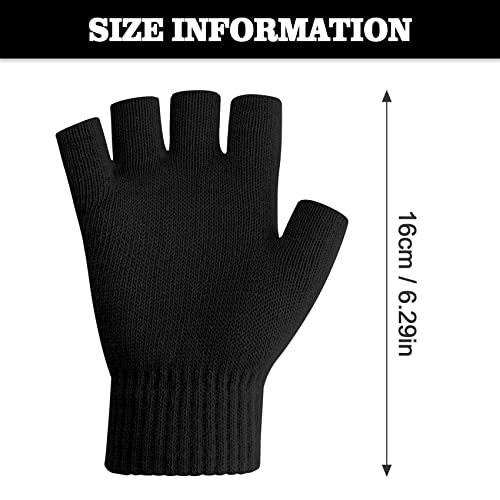 NZKNP Black Fingerless Gloves for Women Men Fingerless Gloves for Women Men Winter Warm Knitted Cold Weather Glove with Finger Holes - Image 2