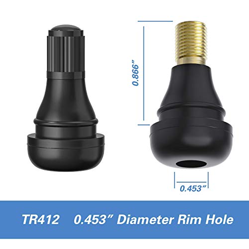 CKAuto TR412 Rubber Snap-in Short Black Tire Valve Stem for Tubeless 0.453 Inch 11.5mm Rim Holes on Standard Vehicle Tires (50pcs/Bag) - Image 5