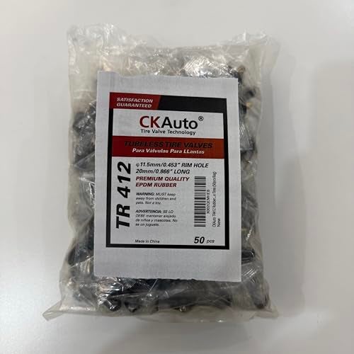 CKAuto TR412 Rubber Snap-in Short Black Tire Valve Stem for Tubeless 0.453 Inch 11.5mm Rim Holes on Standard Vehicle Tires (50pcs/Bag) - Image 2