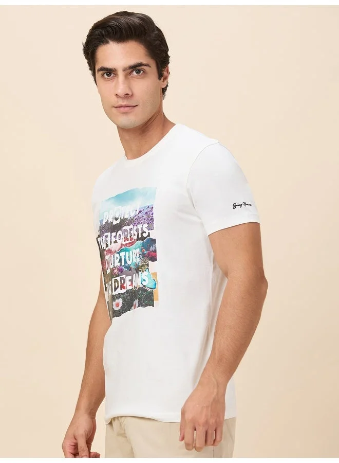 Being Human Mens Chalk Round Neck Short Sleeve T-Shirt