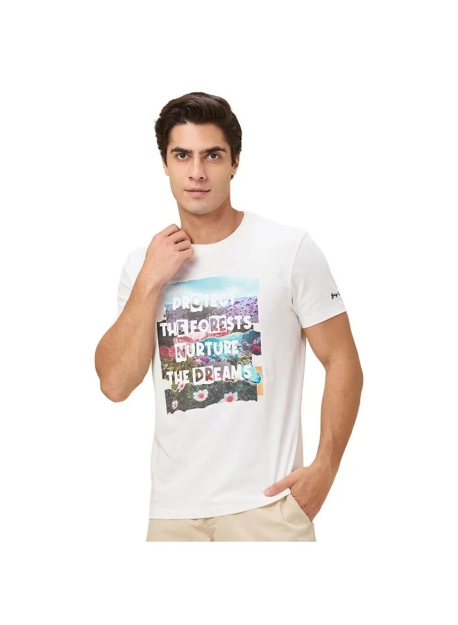 Being Human Mens Chalk Round Neck Short Sleeve T-Shirt