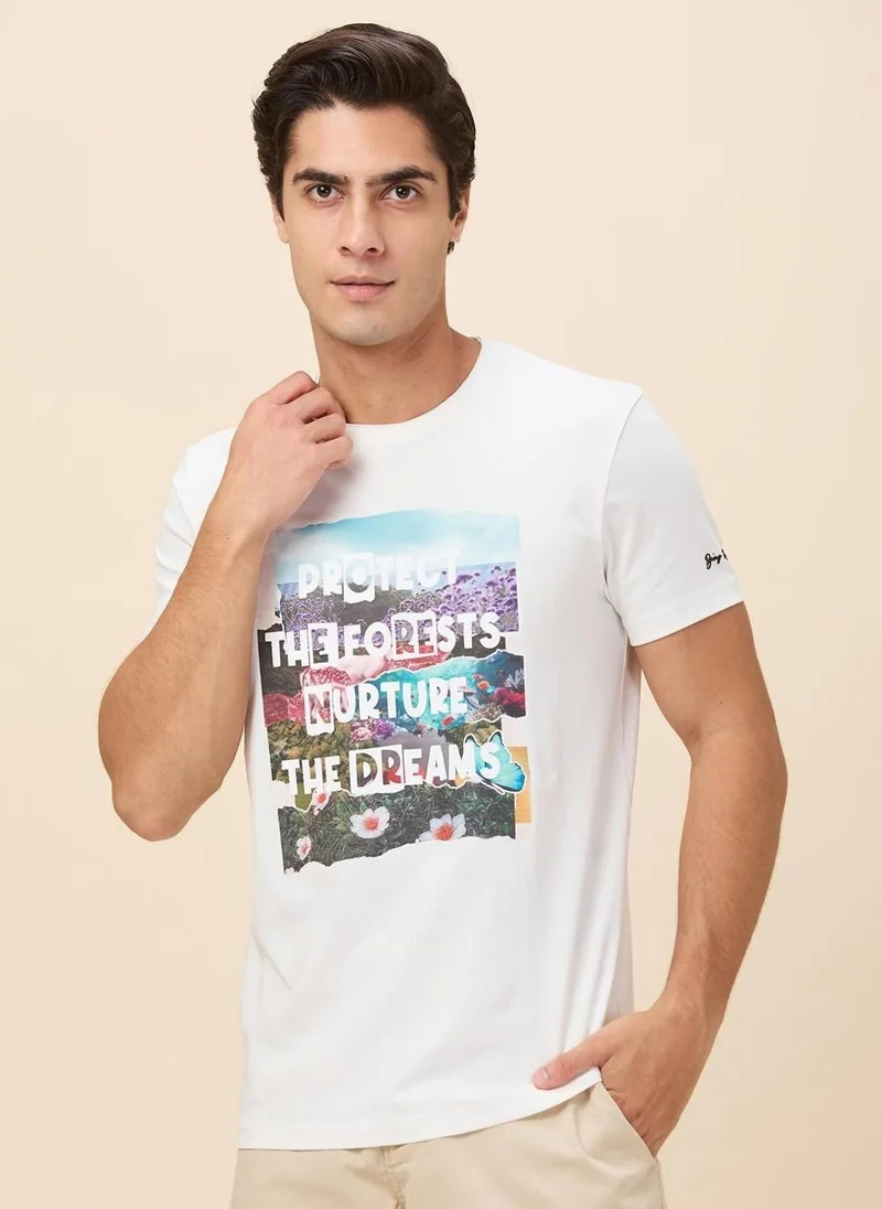 Being Human Men Floral Printed Round Neck Cotton Slim Fit T-shirt