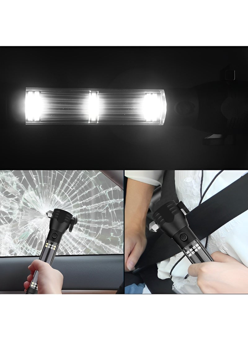 Solar Flashlight Car Flashlight High Lumens LED Light USB Rechargeable Tactical Multi-Function Torch Tool with Window Breaker & Seat Belt Cutter & Emergency
