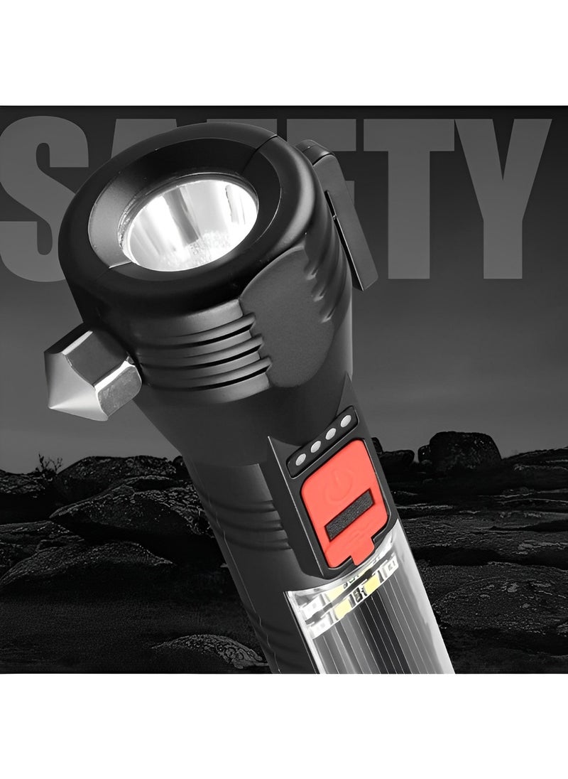 REOCLE Solar Flashlight Car Flashlight High Lumens LED Light USB Rechargeable Tactical Multi-Function Torch Tool with Window Breaker & Seat Belt Cutter & Emergency  - Image 3