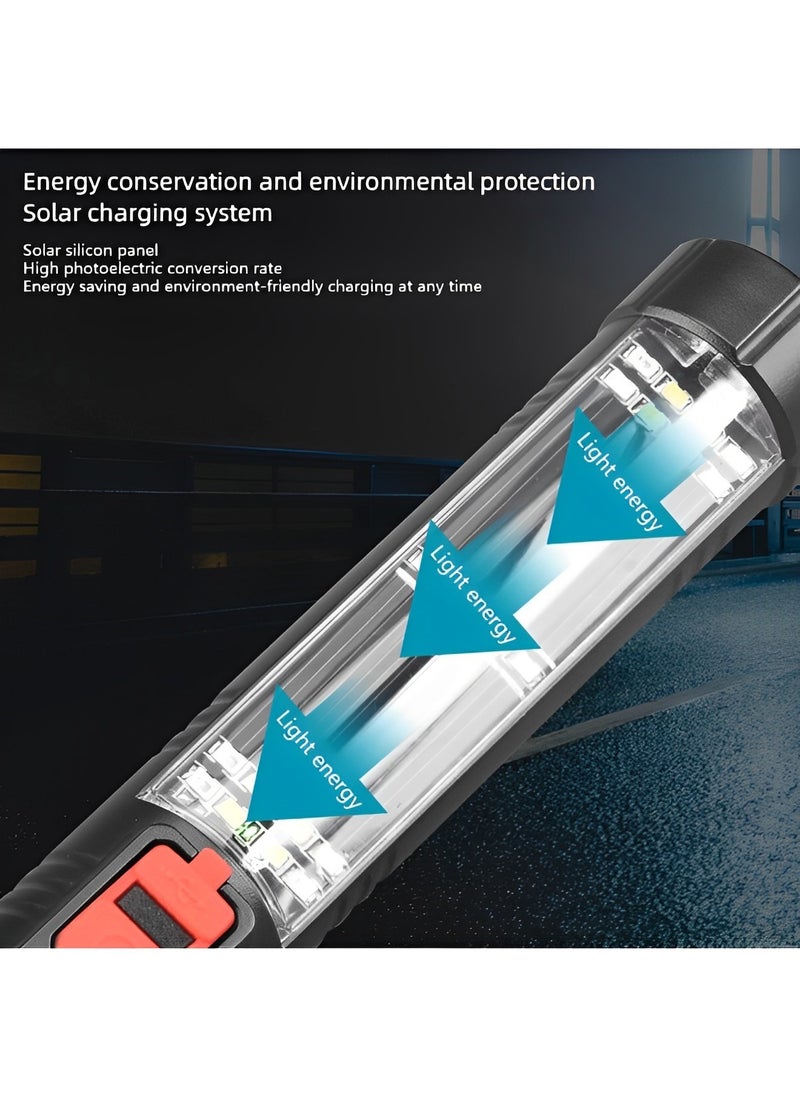 REOCLE Solar Flashlight Car Flashlight High Lumens LED Light USB Rechargeable Tactical Multi-Function Torch Tool with Window Breaker & Seat Belt Cutter & Emergency  - Image 5