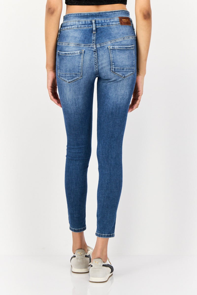 ONLY Women Regular Fit Wash Stretchable Denim Jeans, Blue  - Image 3
