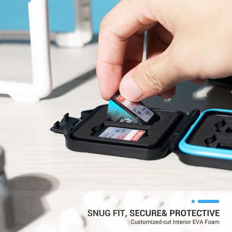 JJC 12 Slots Portable SD Micro SD Memory Card Case, Water-Resistant and Anti-Shock SD MSD TF Card Holder Storage Organizer for 8 Micro SD Card & 4 SD/SDHC/SDXC Card with EVA Foam Interior - Image 3