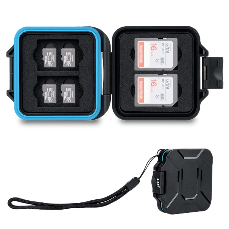 JJC 12 Slots Portable SD Micro SD Memory Card Case, Water-Resistant and Anti-Shock SD MSD TF Card Holder Storage Organizer for 8 Micro SD Card & 4 SD/SDHC/SDXC Card with EVA Foam Interior - Image 1