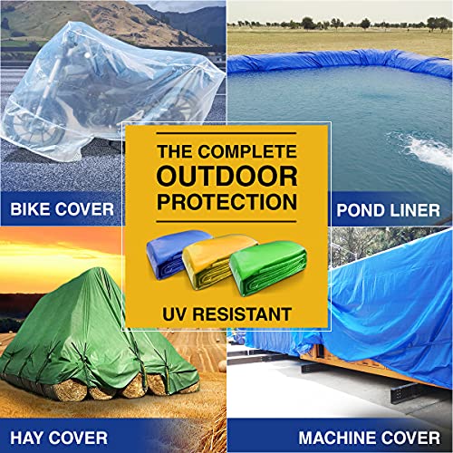 TUFFPAULIN Plastic 12Ft X 10Ft 90 Gsm Blue Tarpaulin Tirpal Tadpatri Tharpai Thadika,Extra Strong,Reinforced,Uv Resistant,100% Waterproof,6 Layer Mlcl 3D Rib Technology-1 No.,120x144x0.03 In - Image 3