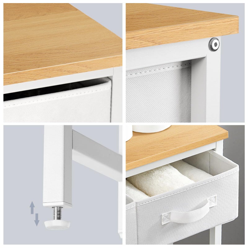 MOHOPE 2-Tier Over The Toilet Storage with 2 Fabric Drawers, Freestanding Above The Toilet Storage Cabinet, Space Saver Metal Over Toilet Bathroom Organizer Shelf for Small Space, Natural and White - Image 5