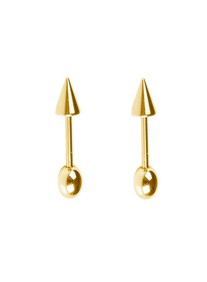 OIDIMS Minimalist Spike Stud Earrings for Women Girls Men Stainless Steel Cool Tiny Cartilage Helix Tragus 16g Screw Back Piercing Studs Hypoallergenic Sensitive Ears Birthday Jewelry Gifts Bff (Gold-Tone) - Image 1