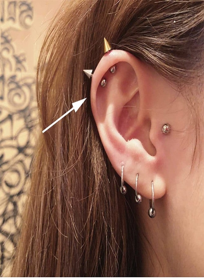 OIDIMS Minimalist Spike Stud Earrings for Women Girls Men Stainless Steel Cool Tiny Cartilage Helix Tragus 16g Screw Back Piercing Studs Hypoallergenic Sensitive Ears Birthday Jewelry Gifts Bff (Gold-Tone) - Image 3