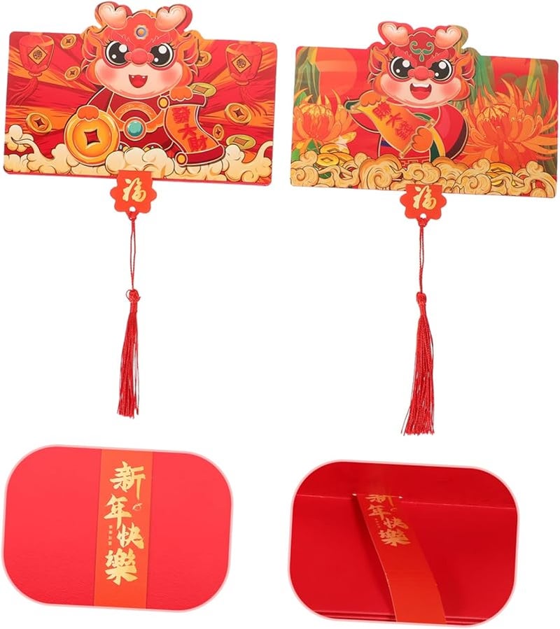 TEHAUX 6 قطع ظروف حمراء للعيد الصيني هونغ باو حزم نقود مع تصميمات فريدة - Image 5