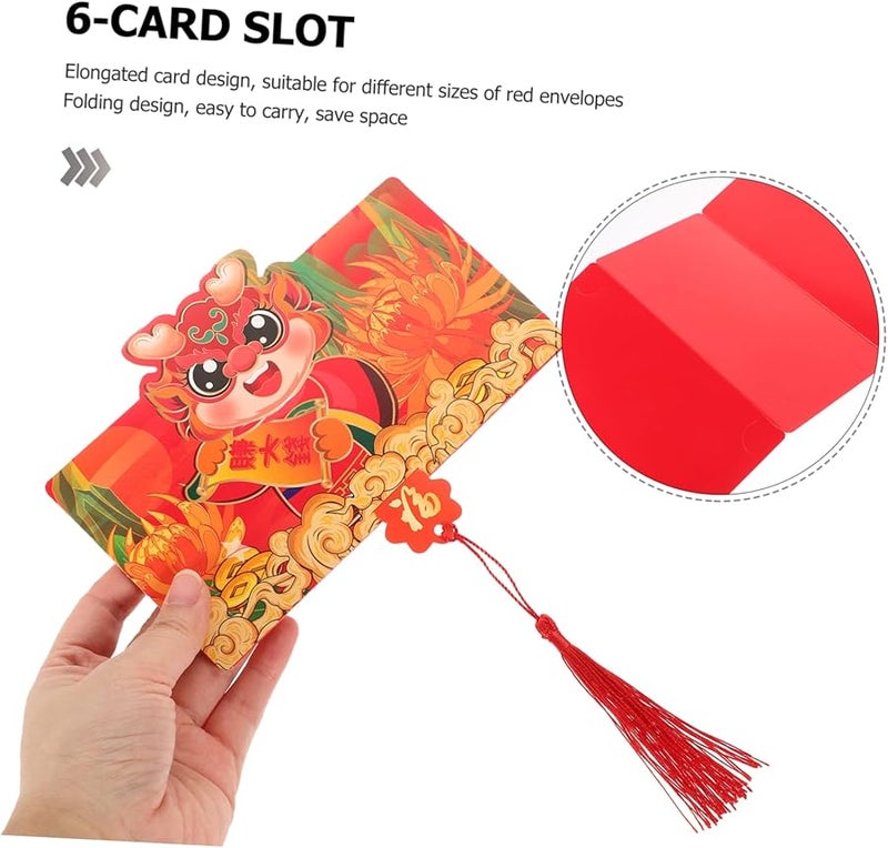 TEHAUX 6 قطع ظروف حمراء للعيد الصيني هونغ باو حزم نقود مع تصميمات فريدة - Image 3