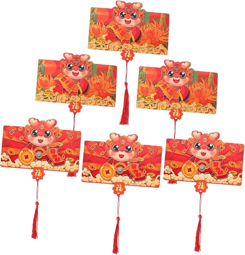 TEHAUX 6 قطع ظروف حمراء للعيد الصيني هونغ باو حزم نقود مع تصميمات فريدة - Image 1