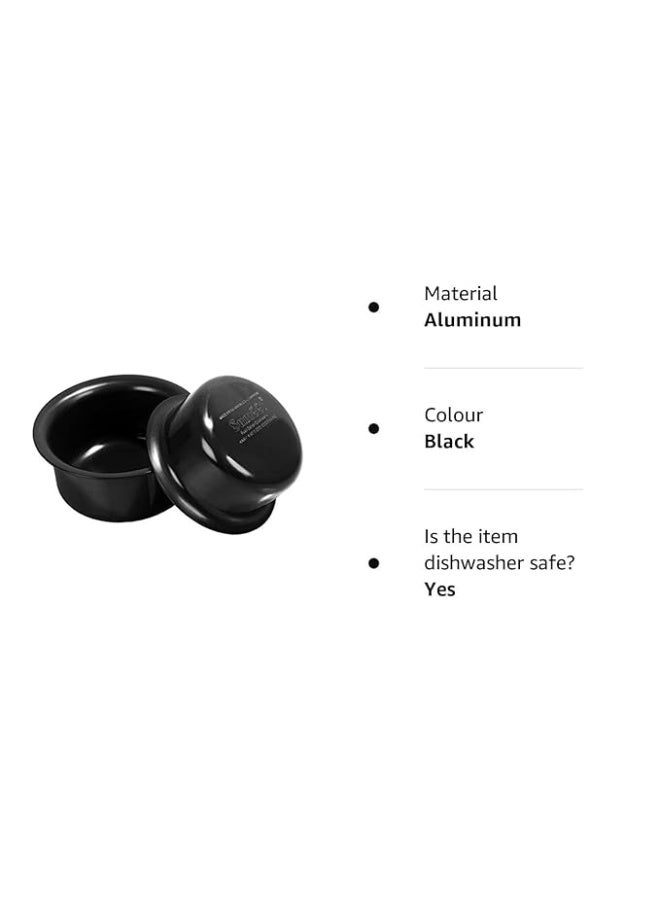 Sumeet 3mm Hard Aluminium Anodized Nonstick Tope (Pot) set of 2pc (No.10 - No. 11) 1 liter - 1.4 liter | Black - Image 2