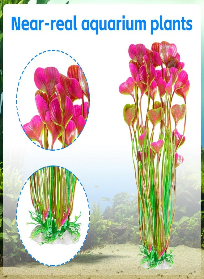 AQUANEAT Artificial Aquarium Plants, Fish Tank Plants Plastic, Aquarium Decor Large, 15.5 inch Red Fish Tank Decorations, 2pcs - Image 2