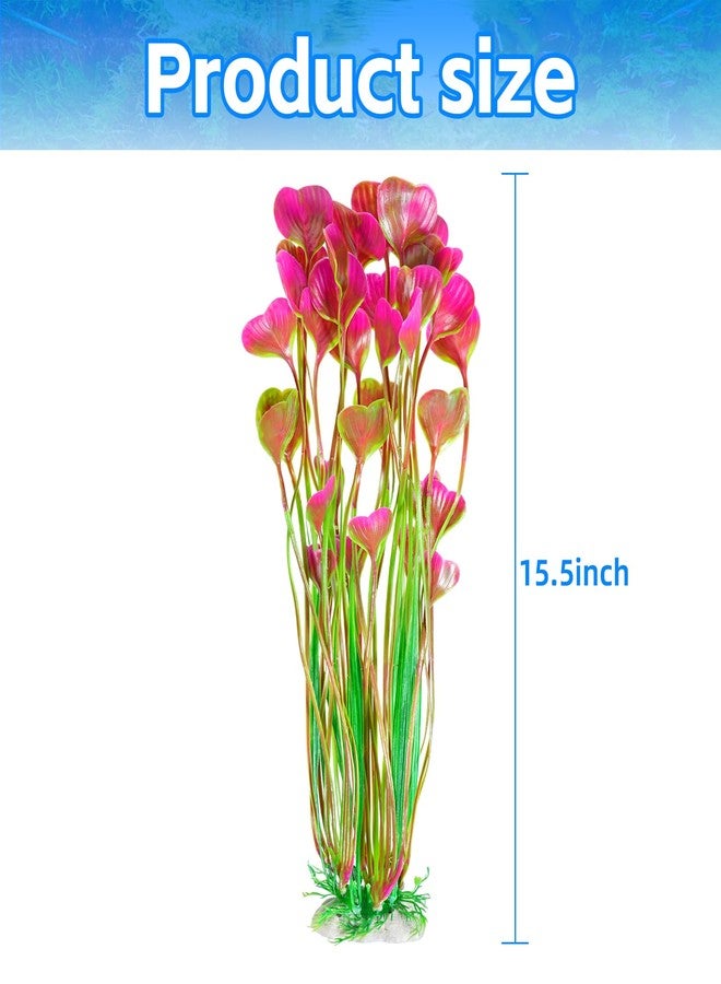 AQUANEAT Artificial Aquarium Plants, Fish Tank Plants Plastic, Aquarium Decor Large, 15.5 inch Red Fish Tank Decorations, 2pcs - Image 3