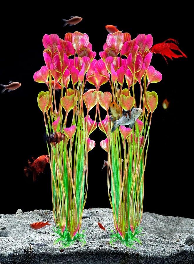 AQUANEAT Artificial Aquarium Plants, Fish Tank Plants Plastic, Aquarium Decor Large, 15.5 inch Red Fish Tank Decorations, 2pcs - Image 4