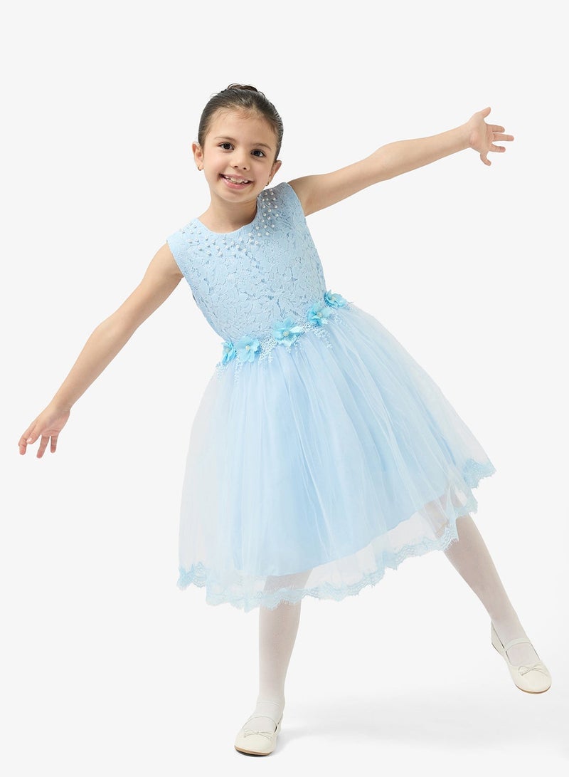 Pinata Flower Embellished Lace Occasion Dress - Image 4