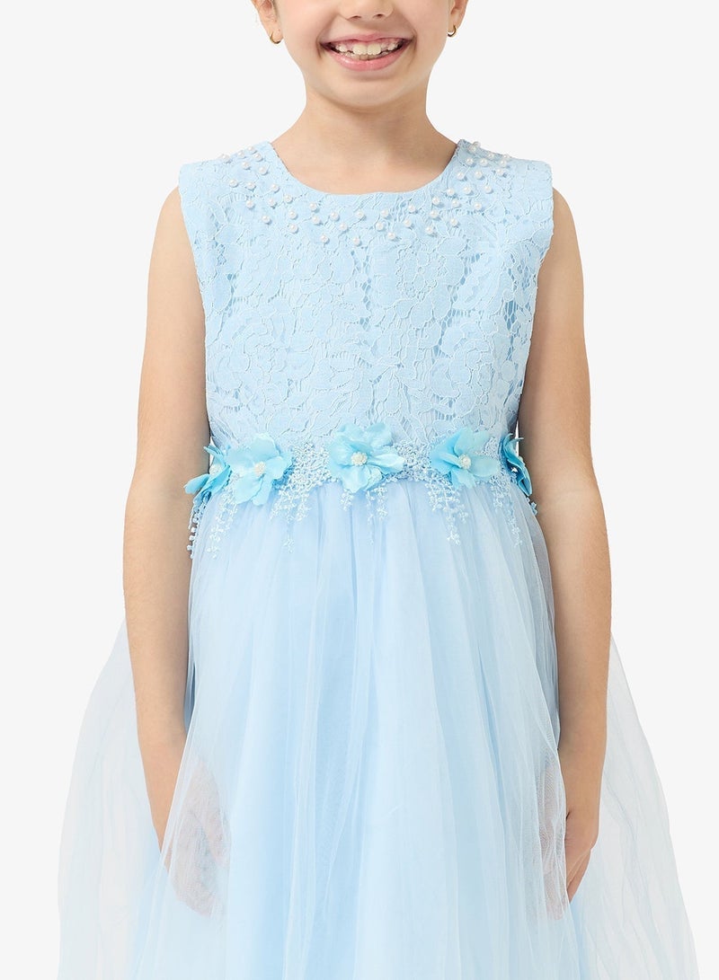 Pinata Flower Embellished Lace Occasion Dress - Image 3