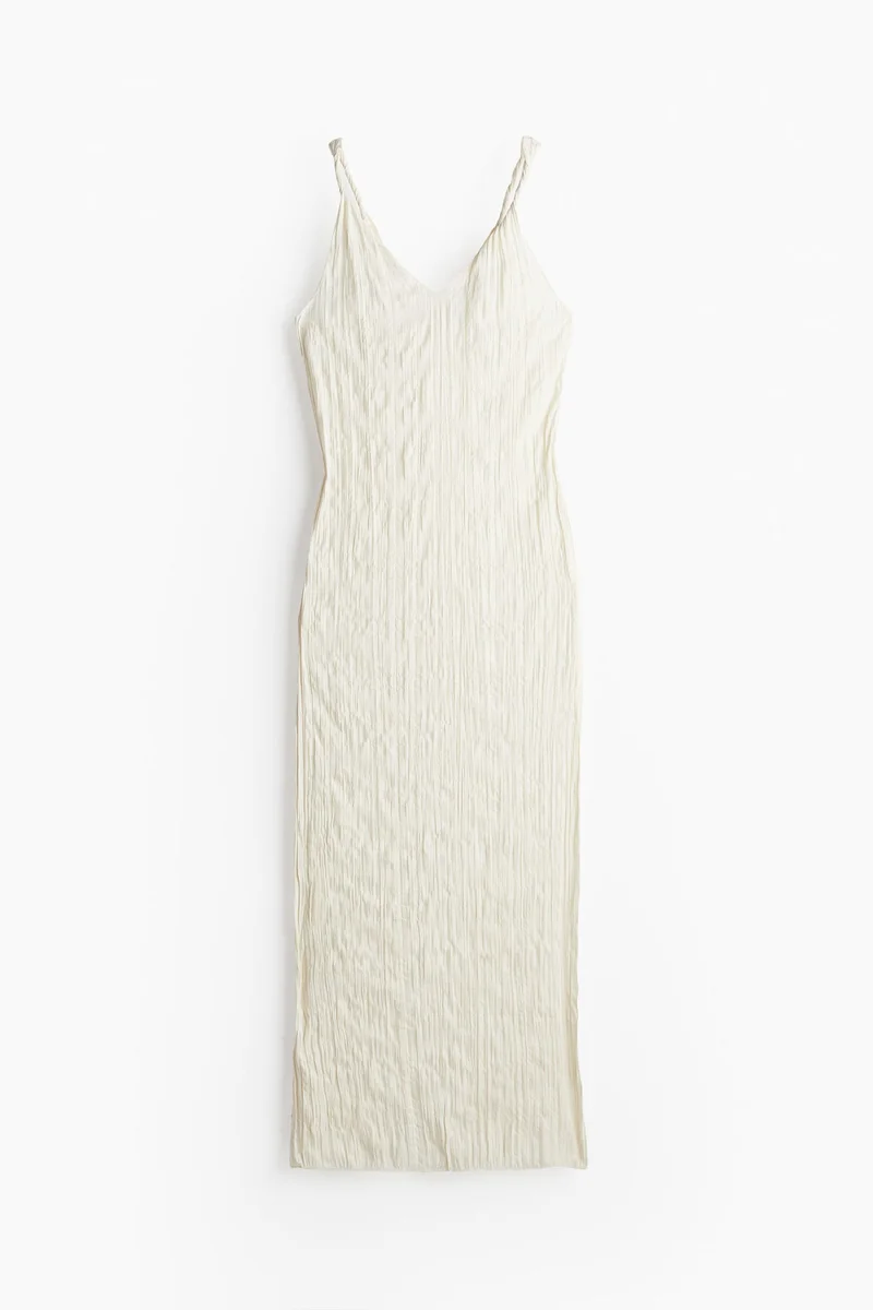 H&M Twist-detail crinkled satin dress