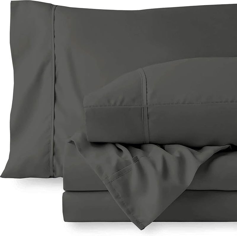BALAJI EXPORT 3 Pieces Flat Bed Sheet 100 Egyptian Cotton 1 PC Flat Bed Sheet and 2 PC Pillow Covers 1000 Thread Counts Dark Grey SolidKing Size - Image 1
