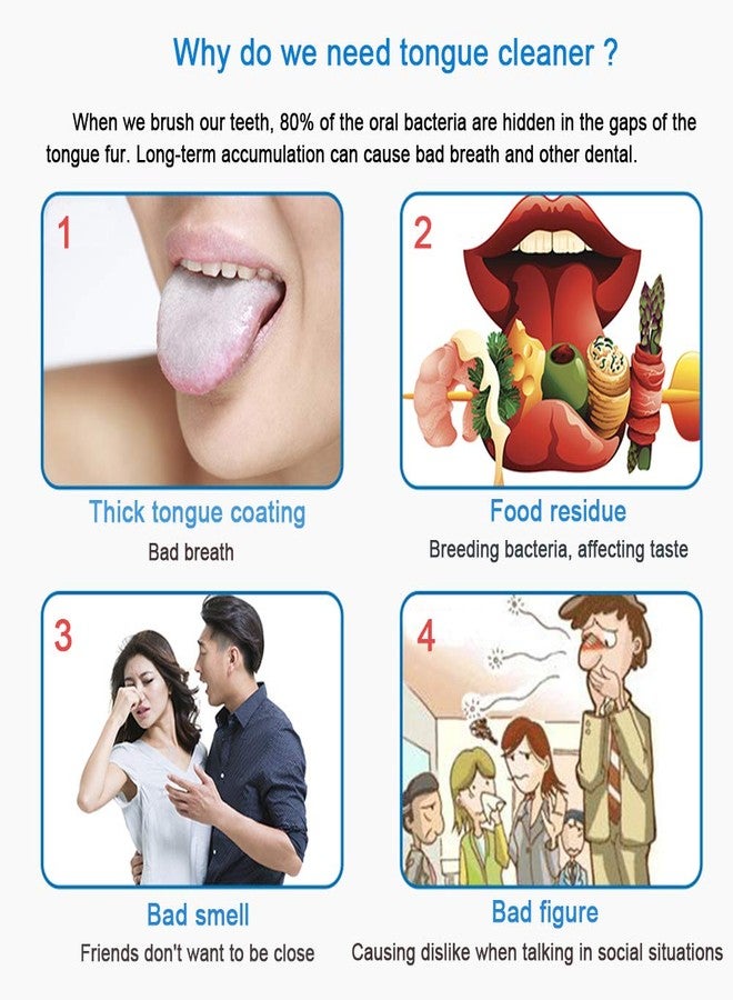 Sestball New Version Tongue Scraper Cleaner for Adults & Kids, Medical Grade Metal Tongue Brushes Set for Fresh Breath Dental Eliminate Bad Breath in Seconds (4 pcs) - Image 2