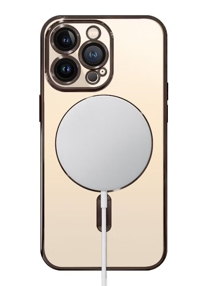 فيسوس عبوتان لحقيبة ماج سيف وواقي شاشة إطار طلاء كهربائي شفاف غطاء شحن لاسلكي بزجاج مقوى بني / شفاف  آيفون 14 برو ماكس - Image 3